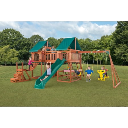 Creative Cedar Designs Jungle Fun Complete Wooden Swing Playset