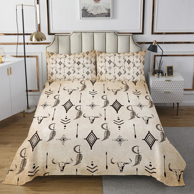 Erosebridal Vintage Geometry Coverlet Set Queen, Mandala Aztec Bedding Set, Tribal Hunting Decor 3pcs