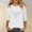 White, variant on Qulqfy Scoop Neck T Shirts for Women 3/4 Length Sleeve Loose-Fitting Causal Tunic Basics Raglan Vacation Dressy Tops for Women Trendy L