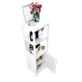 thumbnail image 2 of GZXS 52"H Narrow Bamboo Cabinet with 1 Door and 2 Open Shelves - Slim Modern Storage Tower for Bathroom, Living Room, Small Space - White, 2 of 9