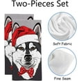 thumbnail image 2 of GZHJMY Fingertip Hand Towels, 2 Pack Pcs Siberian Husky in Santa's Hat with a Tie Absorbent Face Bath Towels for Bathroom Kitchen, 30"x15", 2 of 6