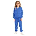 thumbnail image 6 of Toddler Sweatsuit Set for Girls Zipper Blue Sweatsuit Hooded Sweatshirt and Sweatpants Set Cute Clothing for Girls 3-4 Years, 6 of 9