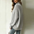 thumbnail image 4 of Edvintorg Sweater for Women Long Sleeve Casual Pullover Top High Neck Loose Knit Sweaters Plus Size Womens Fashion Gray XXXL, 4 of 5