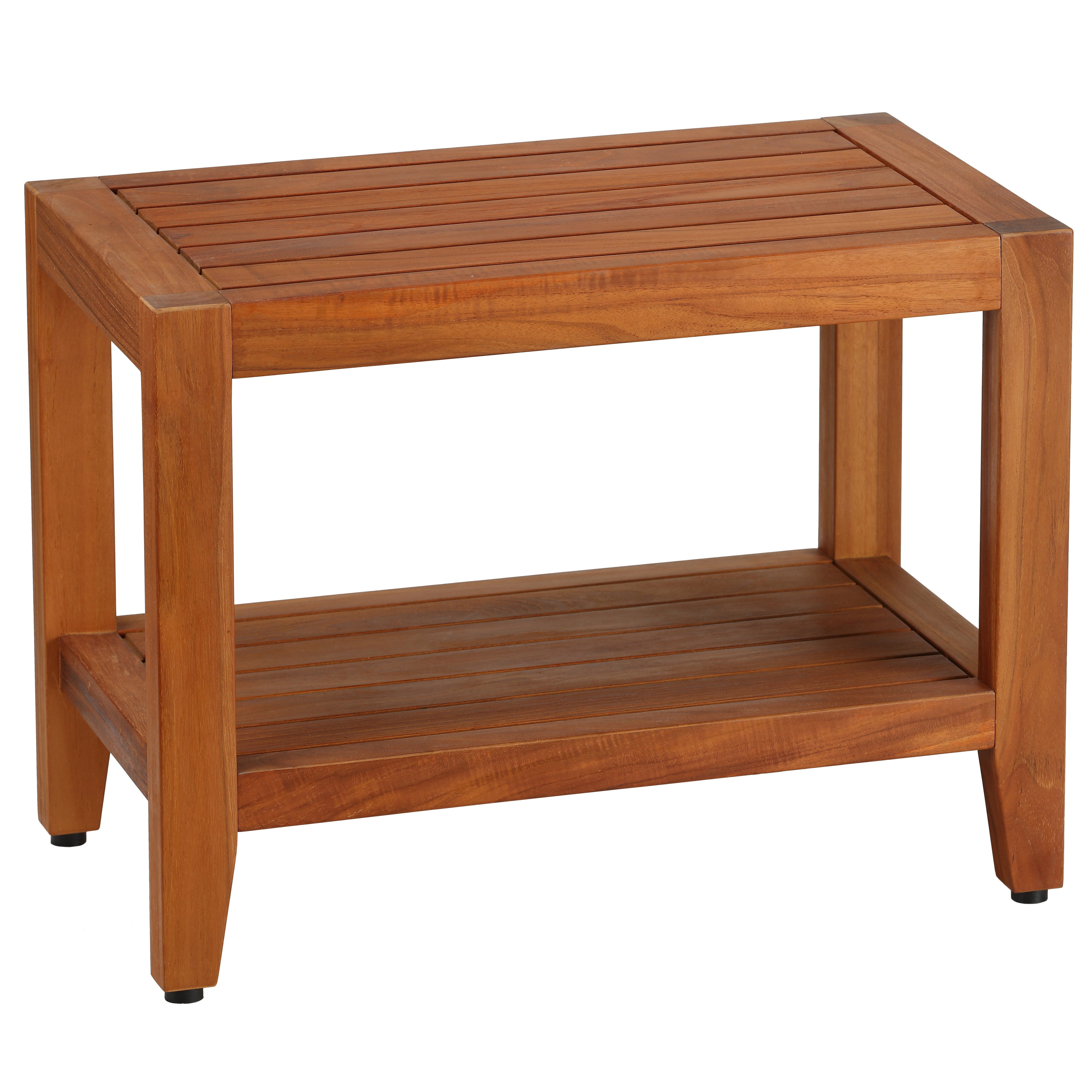 Bare Decor Teak Wood Serenity Spa 24 Inch Bench With Shelf