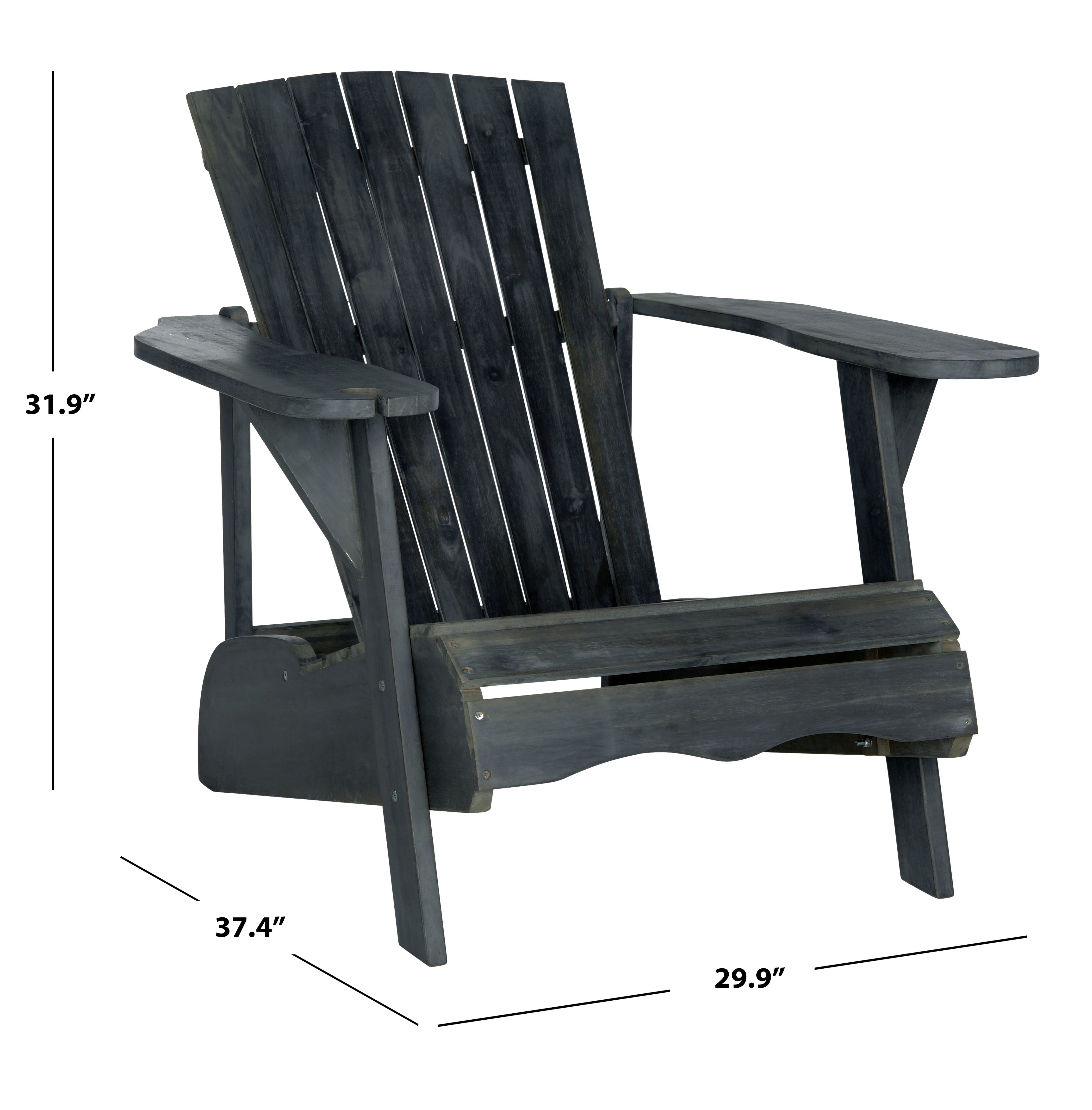 Safavieh Vista Outdoor Adirondack Chair w/ Wine Glass Holder - Grey