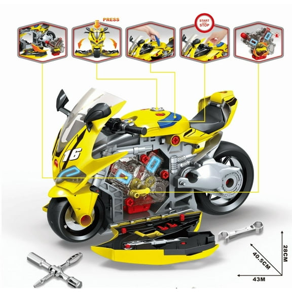 Yellow Motorcycle Repair Model Kit - 1:1 Scale