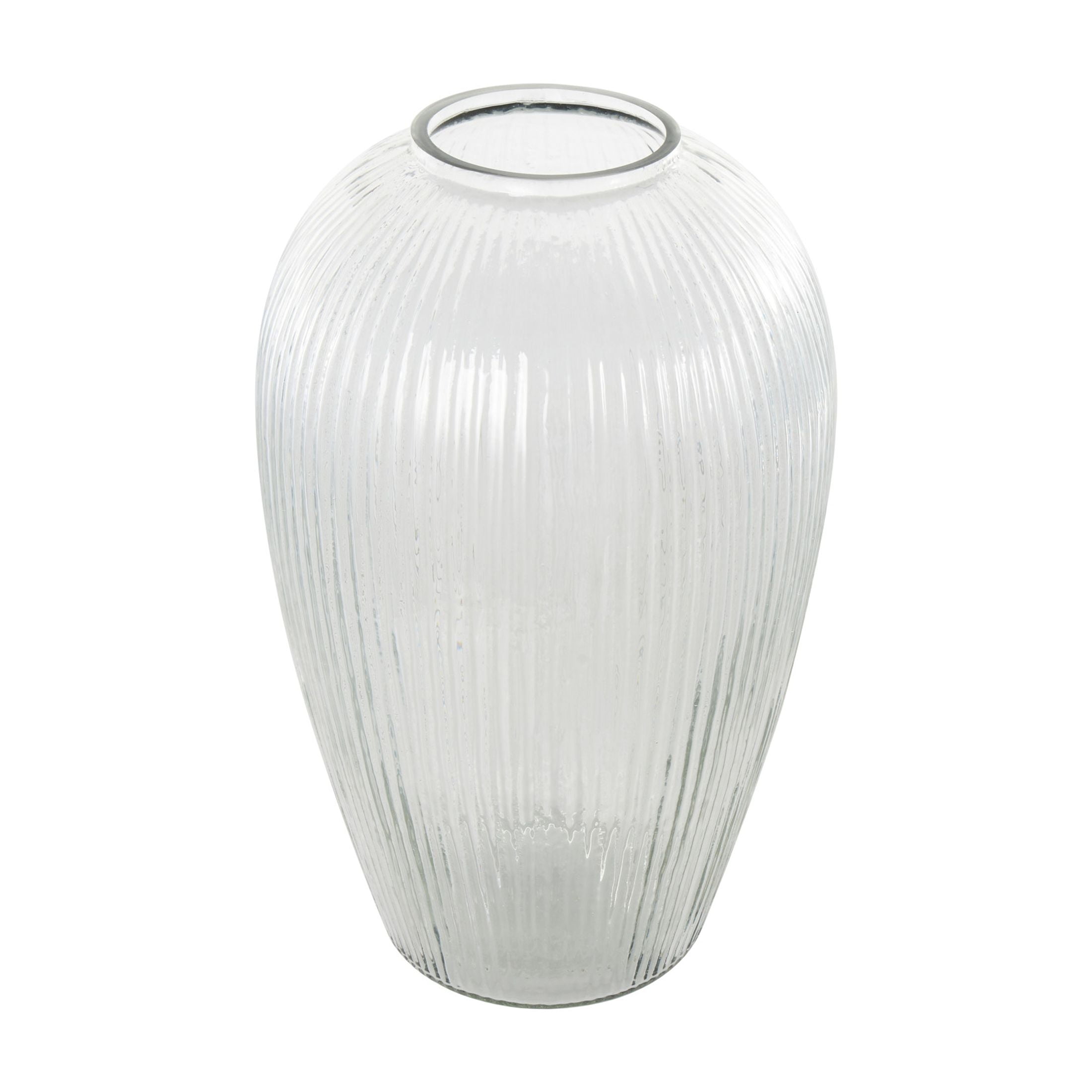 DecMode 14" Ribbed Glass Vase