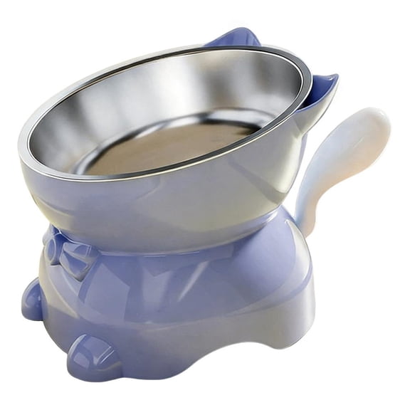 Elevated Stainless Steel Cat Bowl - Anti Overturning Slant Mouth Cat Bowl Food & Water Bowls for Dogs and Cats - Slanted Design Prevents Spills,Easy Clean