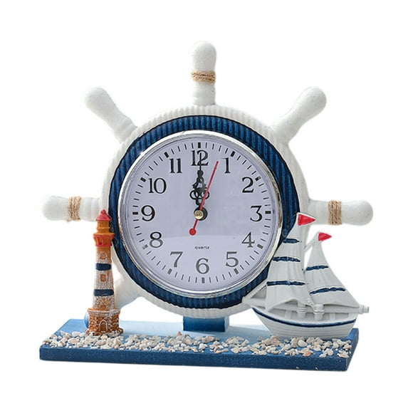 WRKEKC Clearance Bedroom Bedside Decorative Desk Clock Living Room Clock Ornaments Mediterranean Nautical Seat Clock Mute Clock
