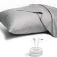 thumbnail image 1 of Funda de almohada GroundLuxe Grounding de algodón orgánico, color gris Queen, 1 of 9