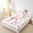 thumbnail image 4 of Homewish Pink Bowknot Cute Flowers King Sheet Set (4-Piece) Personalized Letter K Decor For Girls, 4 of 7