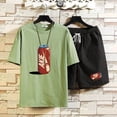 thumbnail image 5 of Conjuntos de camiseta y pantalones cortos para hombre, ropa de estilo coreano para hombre, trajes deportivos económicos para gimnasio, chándal gráfico de moda, manga corta, camiseta XL, 5 of 5