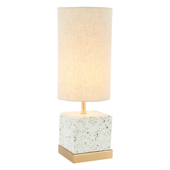 SAFAVIEH Jarelle 17 in. Modern Natural Concrete Table Lamp with Off-white Linen Shade