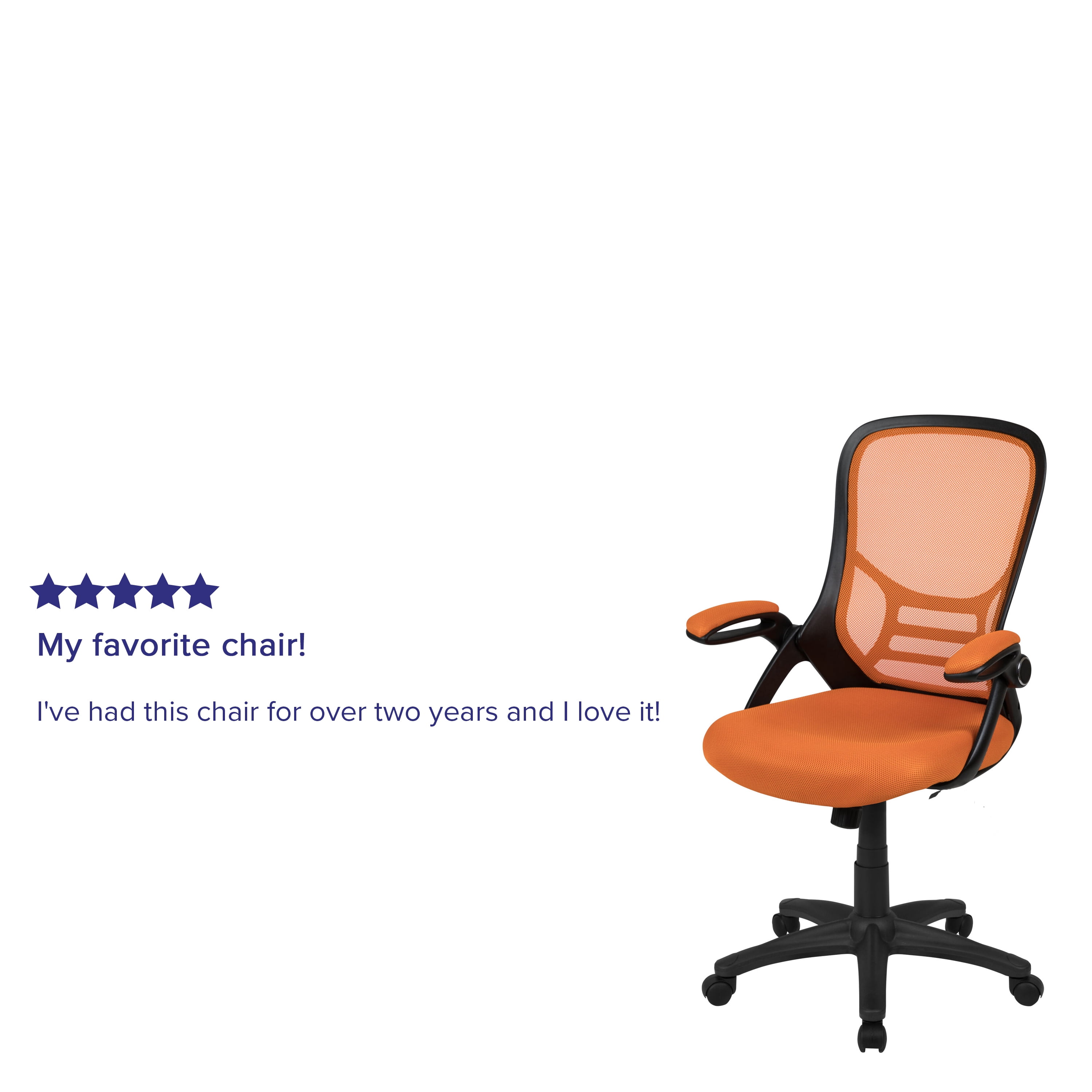 Flash Furniture High Back Orange Mesh Ergonomic Swivel Office Chair with Black Frame and Flip-up Arms