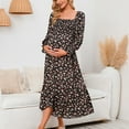 thumbnail image 4 of FAKKDUK Maternity Dress Women's Long Sleeve A Line Casual Maxi Dress Photography Dress for Babyshower Womens Maternity Casual Dress,Black&XL, 4 of 5