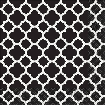 Black Quatrefoil Party Lunch Napkins, 16ct
