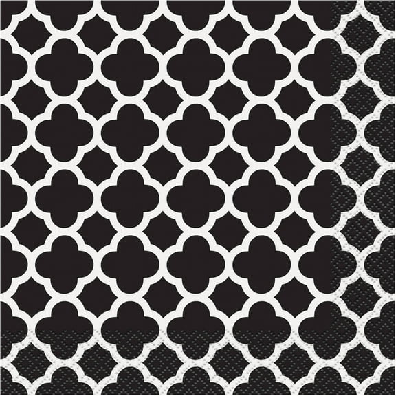 Black Quatrefoil Party Lunch Napkins, 16ct