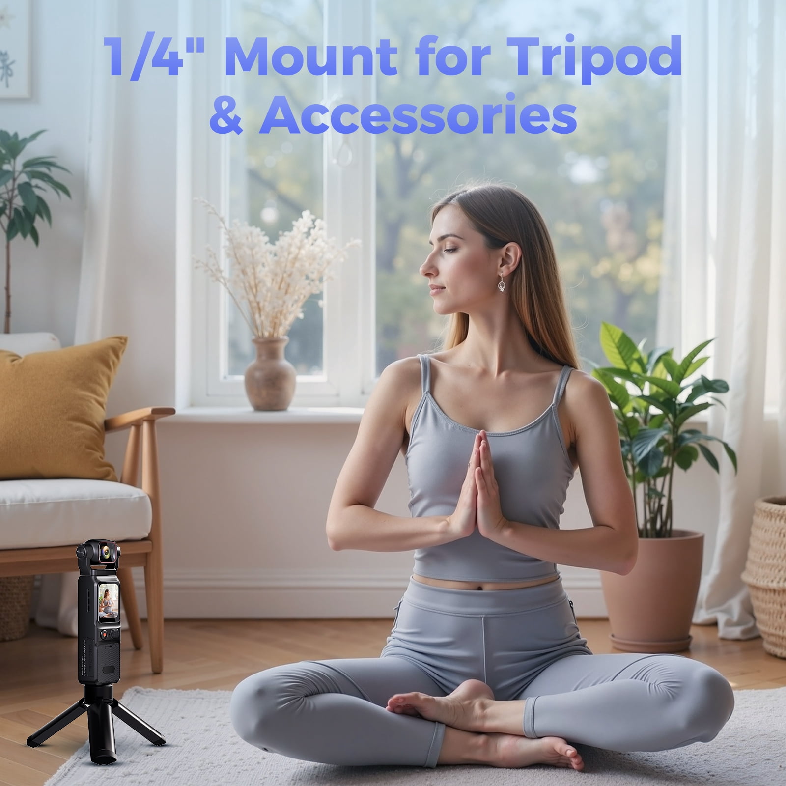 4K/30FPS 48MP vlogging Camera Pocket Action Camera with 6-Axis Stabilization 180° Rotatable Lens 160° Wide Recording WIFI Digital Vlog Camera for YouTube Travel Creators
