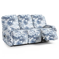 ZIATUBLES 8 Piece Recliner Chair Cover, Soft Stretch Reclining Sofa Slipcovers for 3-Seater Couch with Pockets Soft Furniture Protector with Elastic Bottom for Living Room, Leaf Printed