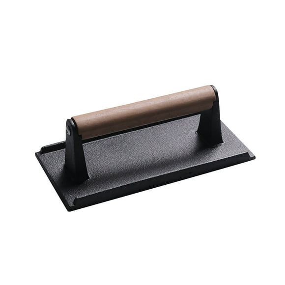 Sales! Cameland Kitchen Utensils and Gadgets Iron Rectangular Lattice Meat Press Board with Wooden Handle Meat Press