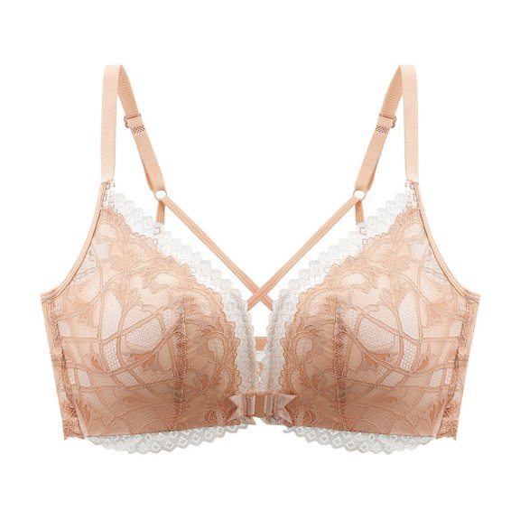 WRKEKC Wireless Bras for Women Solid Color Front Closure Push Up Sports Back Lace Everyday Bra for Daily Wear