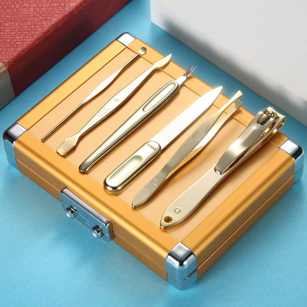 Korean Nail Clipper! World No. 1 Three Seven (777) Travel Manicure Grooming Kit Nail Clipper Set (11 PCs), MADE IN KOREA, SINCE 1975 (Gold)