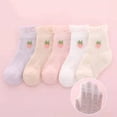 thumbnail image 6 of Zanarzt Toddler Socks Multipack Cotton Baby Girls Toddlers Grips Socks 5 Pairs Kids Anti Slip Cartoon Crew Breathable Cotton Socks Pink,6-8 Years, 6 of 9