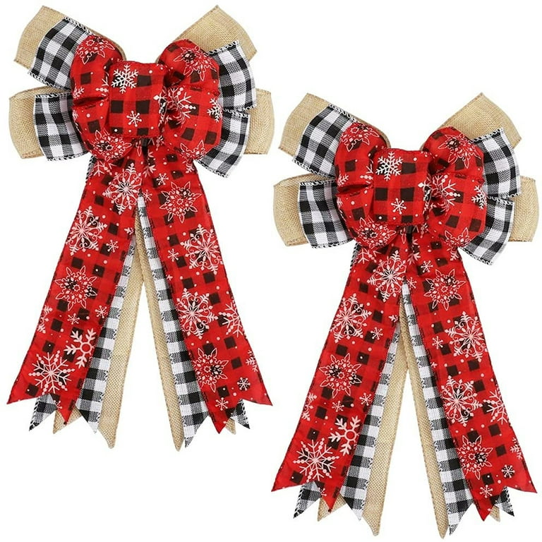 Ribbli Red and White Wired Ribbon, 2-1/2 Inch x 10 Yard,Buffalo Plaid  Ribbon,Burlap Ribbon,Patriotic Ribbon for Big Bow,Wreath,Tree  Decoration,Outdoor