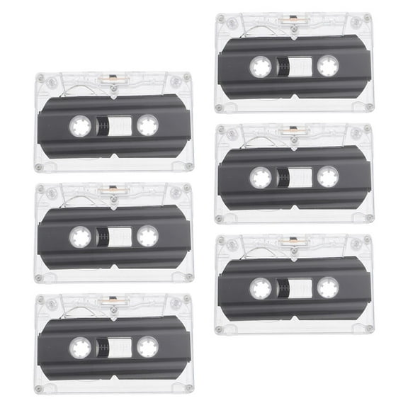 TEHAUX 6 Pcs Plastic Blank Cassette Tapes for DIY Retro Style Recording
