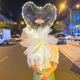 thumbnail image 5 of LED Luminous Balloon Rose Bouquet, Heart-shaped Light Transparent Balloons with Flower, Ball Fake Roses for DIY Bouquets Wedding Party Gift Home Decoration Valentine's Day, 5 of 8