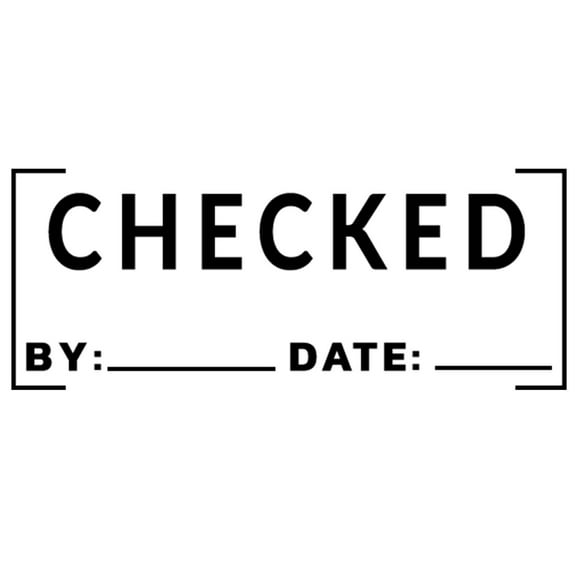 Printtoo Checked By Date Self Inking Rubber Stamp Pre-Inked Office Stamp- Home Office Business Stationery, 47 x 20 mm Black