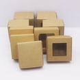 thumbnail image 5 of wholesale 10 pcs white and leather window box 7X7x3/4/5cm paper packaging box, leather paper gift candy wedding gift box 7.5x7.5x3cm kraft window 10box, 5 of 6