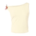 thumbnail image 4 of yueewhu Women's Off The Shoulder Crop Top, Sleeveless Stretchy Bodycon Tank, Y2K Fashion Sling T-Shirt for Summer (Yellow, L), 4 of 6