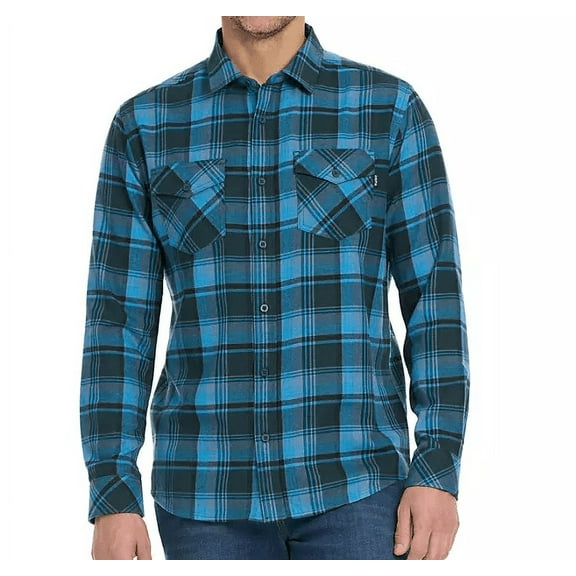 Hurley Men's Brushed Flannel Long Sleeve Button Up Shirt (Armored Navy, Small)