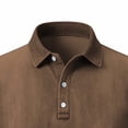 thumbnail image 5 of DPTALR Men's Casual Solid Color Denim-Like Short Sleeve Lapel Shirt，Vintage Button-Up Top,Brown,Big and Tall Men XL, 5 of 6
