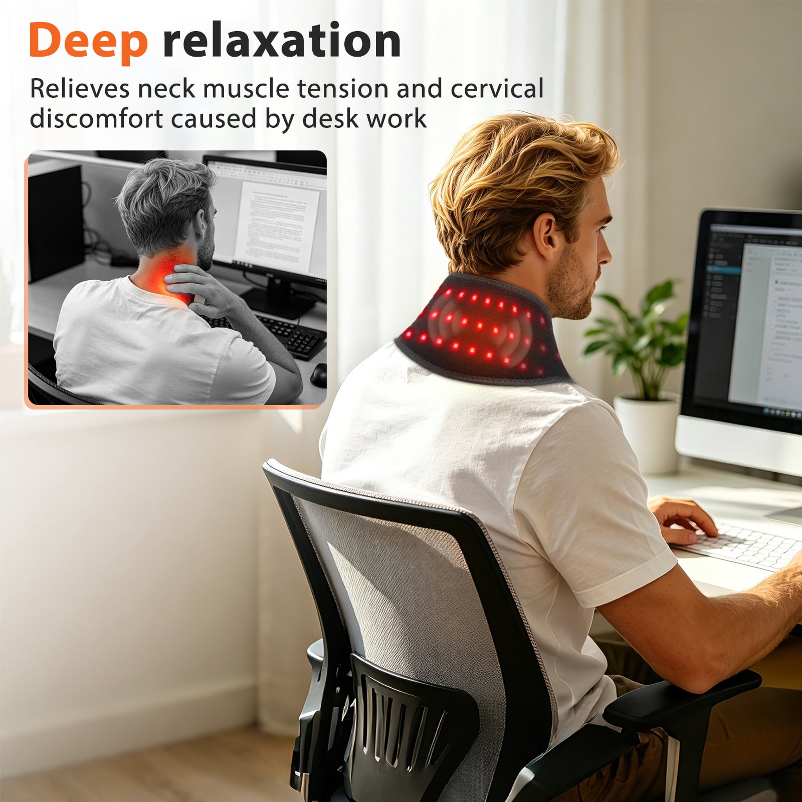 Cordless Neck Heating Pad, Neck Heated Massager with Heat Vibration Massage for Neck Relief, 3000mAh Battery Heating Pad for Neck, Ideal for Shoulders, Lower Back, Legs, and Arms