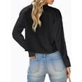 thumbnail image 4 of Women Long Sleeve Solid Color V Neck Cropped T Shirts Crop Tops, 4 of 5
