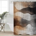 thumbnail image 5 of Ombre Gray Brown White Painting Shower Curtain, 72" x 72", Abstract Wave Stripes Waterproof Bathroom Curtain Washable Shower Curtain Set with 12 Hooks, 5 of 6