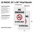 thumbnail image 2 of No Smoking In This Area (2-PACK) 24" x 36" Vinyl Decals | Sign Insert Peel & Stick Decals Stickers Window Signs, 2 of 2