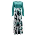 thumbnail image 4 of FcBaudy Longues Robe à Manches à Col Rond Femme Été Robe Décontractée à Manches Longues à Imprimé Floral Patchwork Robe Maxi Robe Femme, 4 of 7