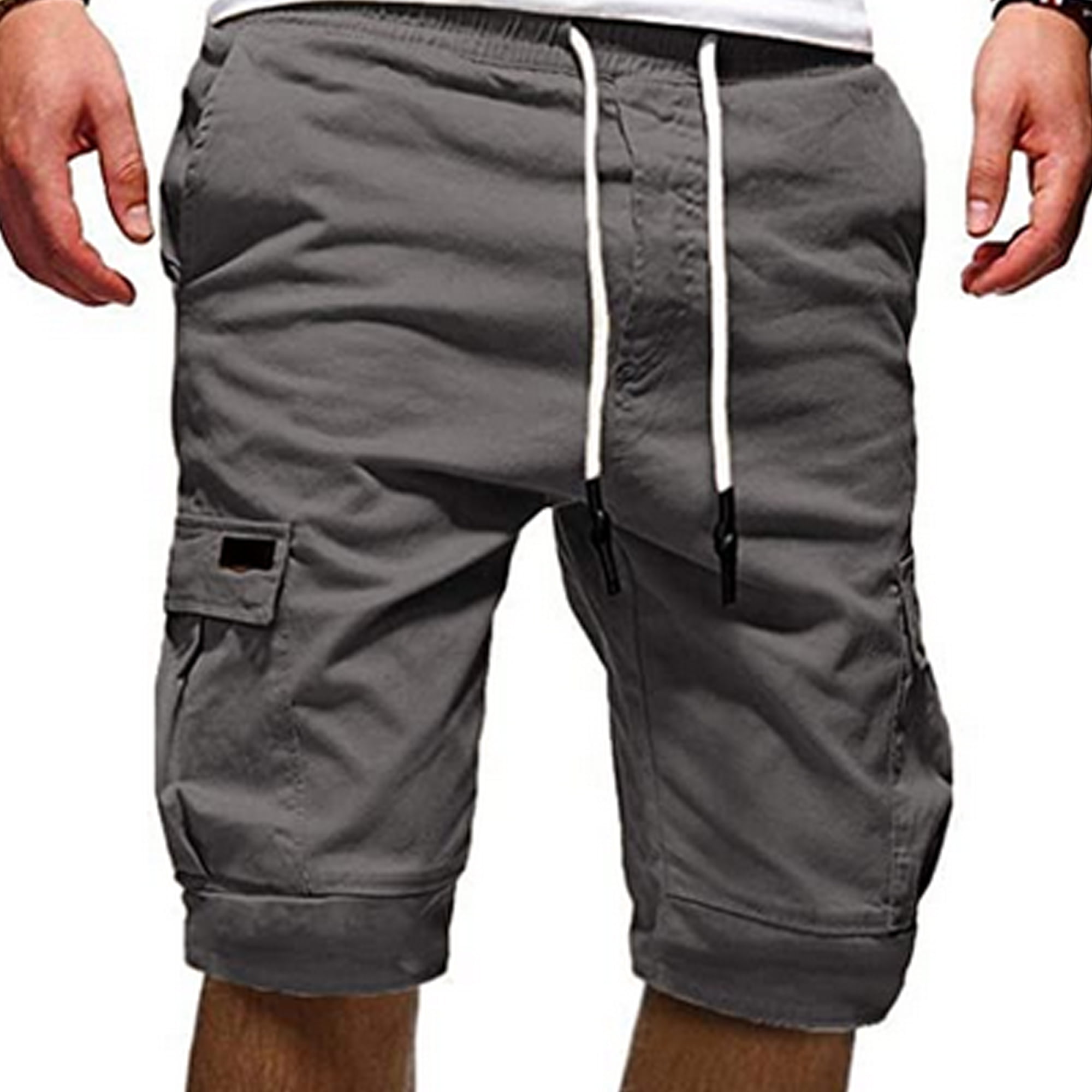 Men Multi Pocket Cargo Shorts Military Combat Workout Casual Half Pants Trousers 