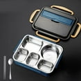 thumbnail image 3 of 5-Compartment Stainless Steel Lunch Box,Insulated Bento Container,Meal Container With Leakproof Lid,Microwave & Oven Safe(11.2X8.66X2.8 Inch), 3 of 6