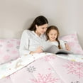 thumbnail image 5 of Manfei Princess Pink Cartoon Twin Bedding Sets 7-Piece for Girls, Dreamy Whiten Snowflake Bedding Comforter Set, Merry Christmas Reversible Sheet Sets, Super Cozy Room Decor, 5 of 8