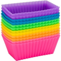 NOGIS Rectangular Silicone Cupcake Liners for Baking 12-Pack Reusable Non-Stick BPA Free Muffin Liners Baking Cups Molds for Baking, Box Accessories