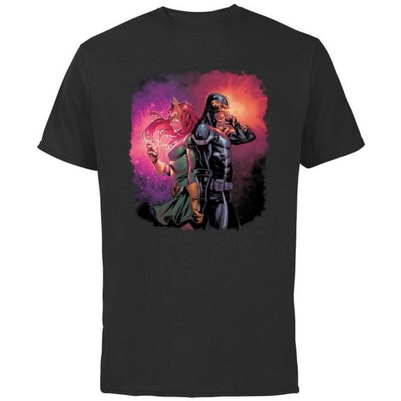 Marvel X-Men Cyclops & Jean Grey Variant Valentine's Day - Short Sleeve Cotton T-Shirt for Adults - Customized-Black