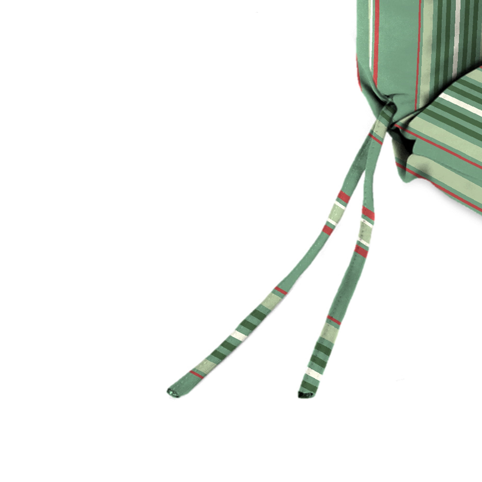 Jordan Manufacturing 43" x 21" Juanita Almond Green Stripe Rectangular Outdoor Chair Cushion with Ties and Hanger Loop