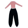 thumbnail image 2 of Ropa para muñeca femenina a escala 1/6, hecha a mano, camisa de manga larga con pantalones casuales Rosa y negro, 2 of 9
