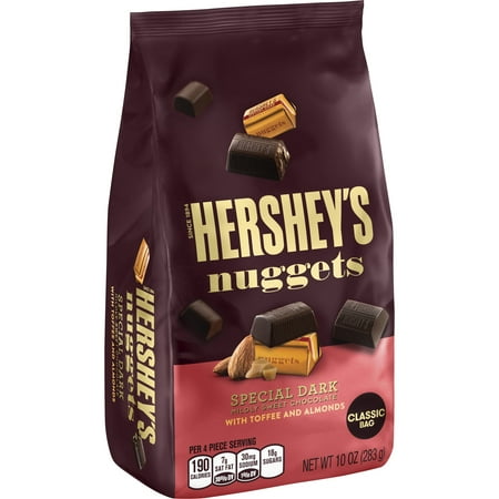 HERSHEY'S NUGGETS SPECIAL DARK Mildly Sweet Chocolate with Toffee and Almonds, 10 oz