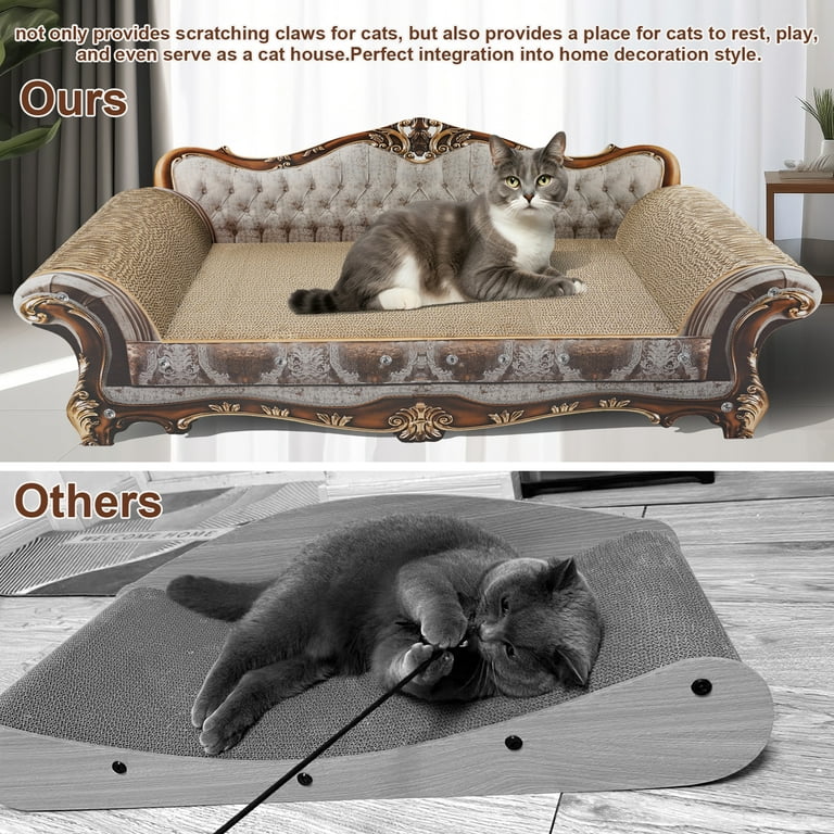 COOZMENT Sofa Shaped Cat Scratching Couch Thick Cat Scratching Cardboard Cat Lounge Bed for Indoor Cat Rest Play Cat Sofa Scratcher Pad 39.4 inch L x