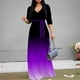 thumbnail image 4 of Vestido largo PinkPatty con cuello en V degradado y mangas 3/4 para mujer, 4 of 6
